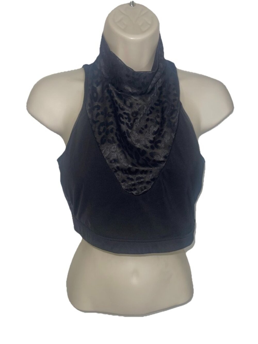 VICTORIA'S SECRET BLACK LEOPARD MESH SPLIT BACK HIGH NECK SPORTS BRA **READ**